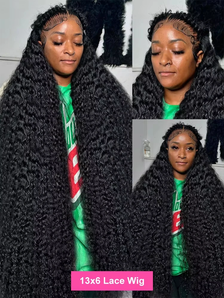 Density Deep Wave Frontal Wig 13x4 13x6 HD Curly Lace Front Human Hair Wigs Brazilian 5x5 Glueless Closure Wig For Women 30 Inch