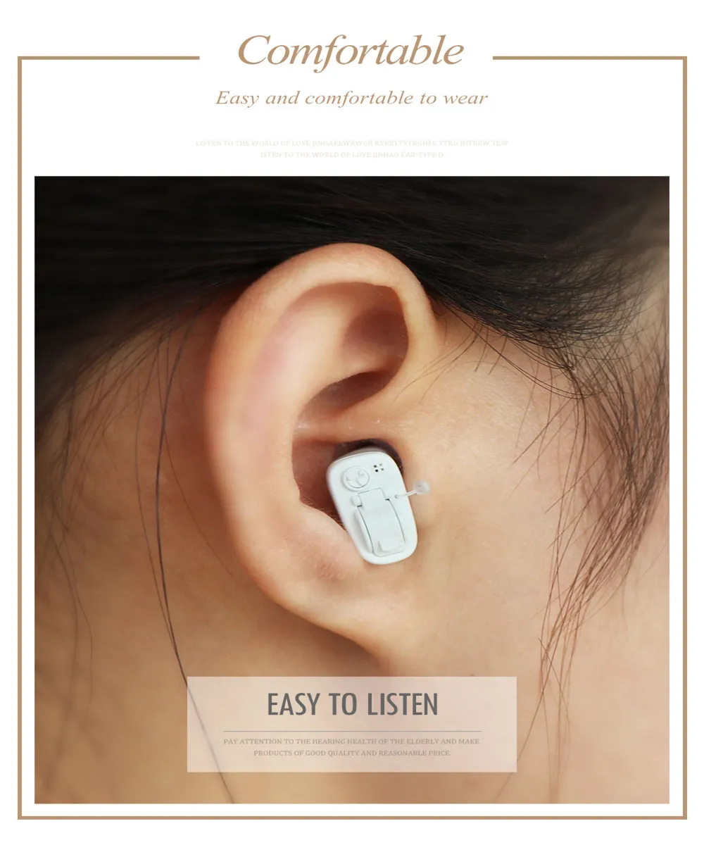 JINGHAO Mini Hearing Aids Sound Amplifiers CIC Sound Voice Amplifier Mini Aids for Elderly White 5