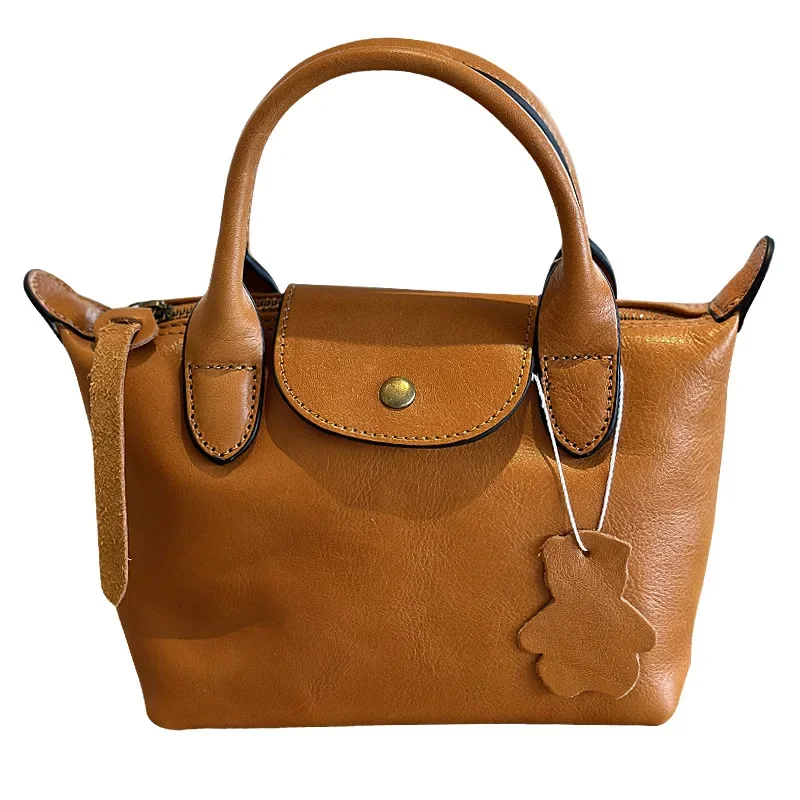 

2024 Cowhide Women's Bag Hand Bill Shoulder Bag Leather Casual Dumpling Bag Mini Crossbody Bag