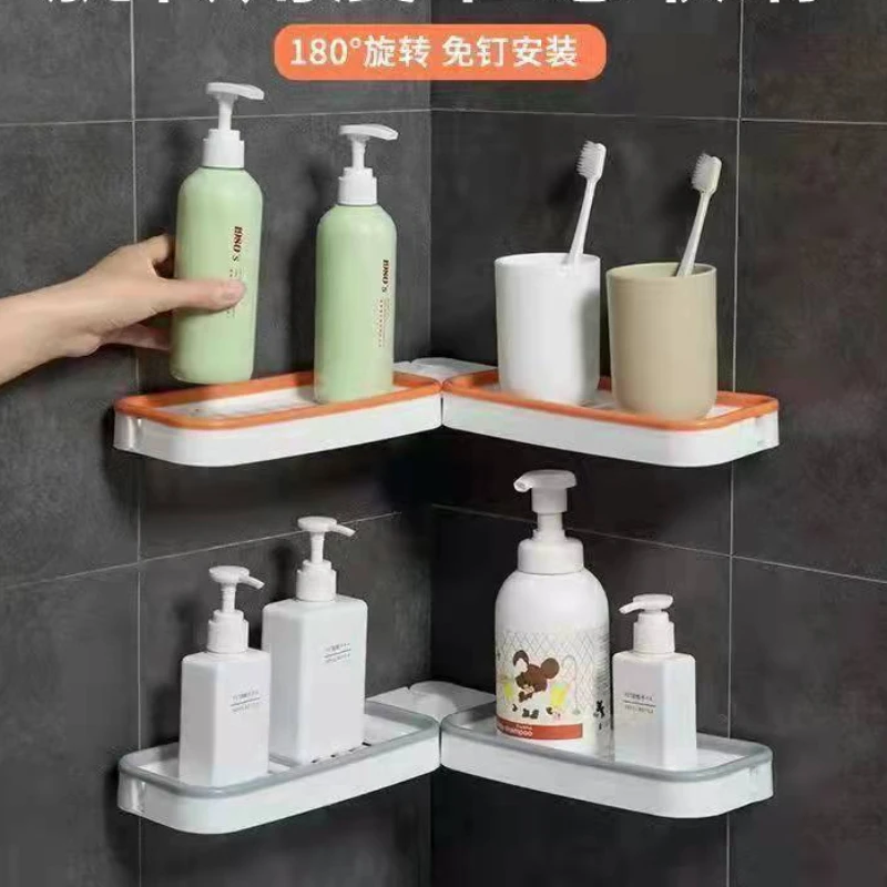 Arbitrary Corner Bathroom Shelves Balcony Kitchen Wall Mounted Bathroom Soap Dish Kitchen Storage Shelf Plastic Nail-free