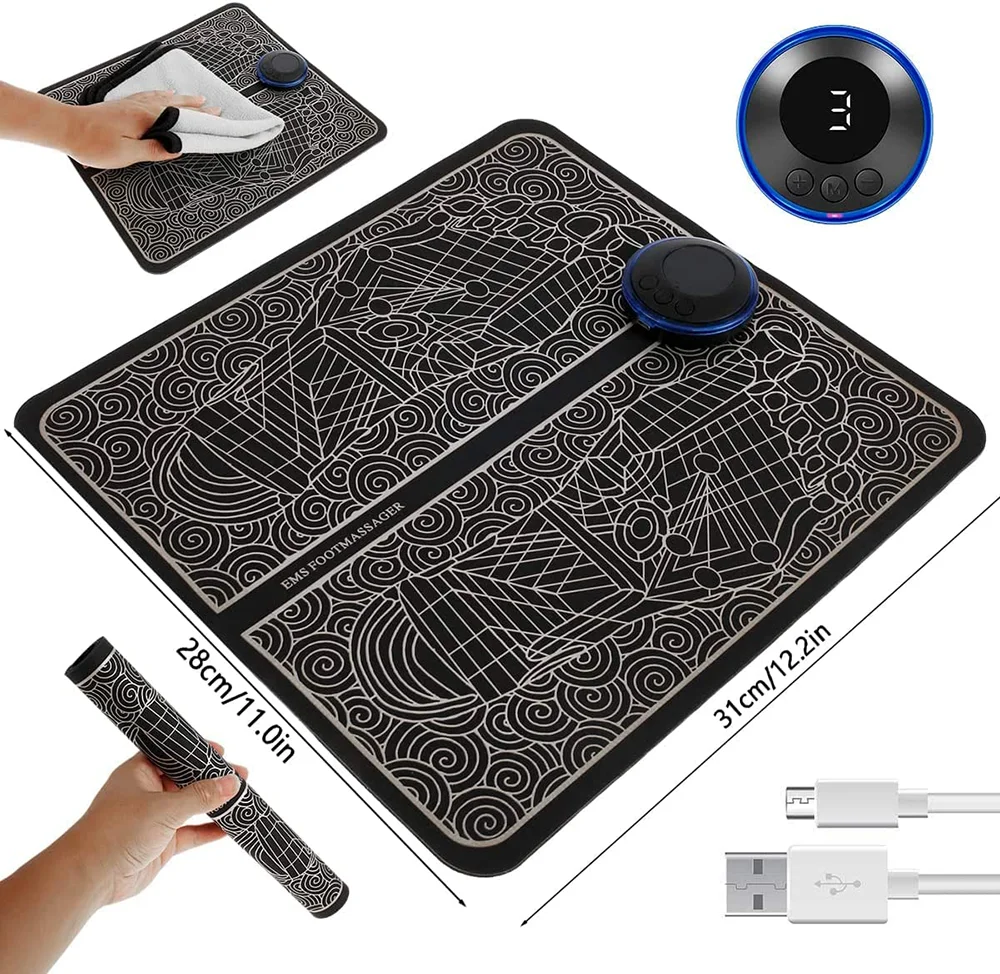 Ems Foot Massager Mat Electric Usb Charging Smart Display Tens Acupunc –  Carts Express