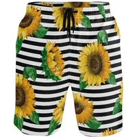 Sunflower Lemon Flamingo Beach Shorts For Men 3D Printed Hawaiian Swim Trunks Summer Vacation Board Shorts Kids Short Pants 2