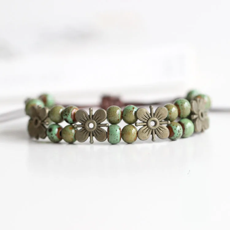 Ceramic bracelet handmade trinkets women's fashion national wind high temperature glaze
