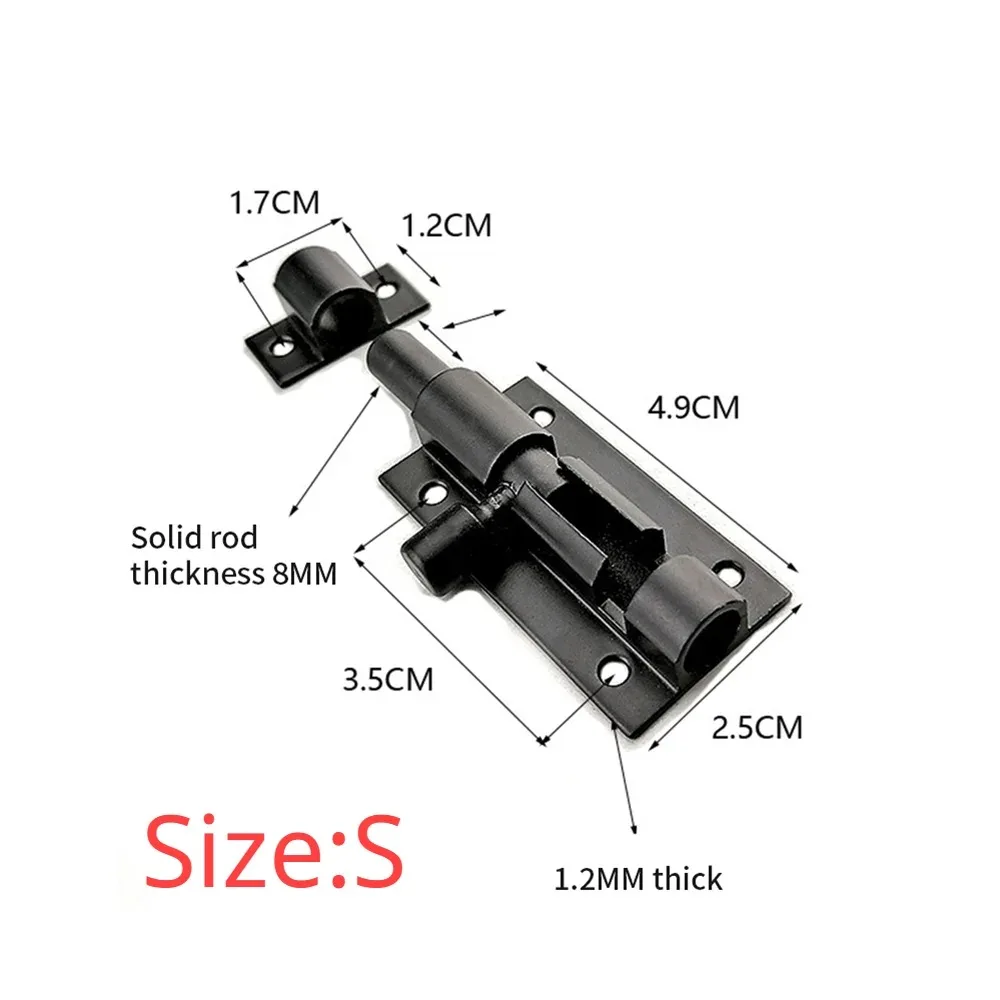 Black Door Lock Barrel Aluminum Alloy Door Lock Latch For Home Hardware Gate Safety Bolt Tower Window Catch Silver