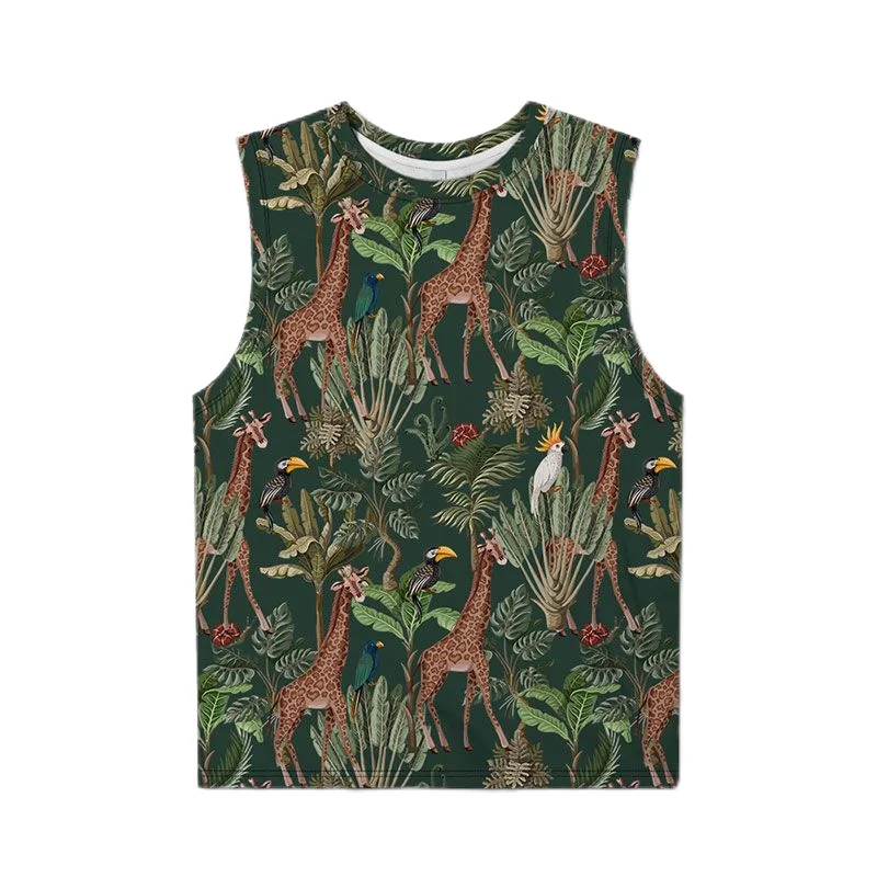 

Summer Jungle Giraffe 3D Printed Tank Top For Men Clothes Hawaiian Kids Vest Vintage Hip Hop Waistcoat Funny Animal Aloha Tops