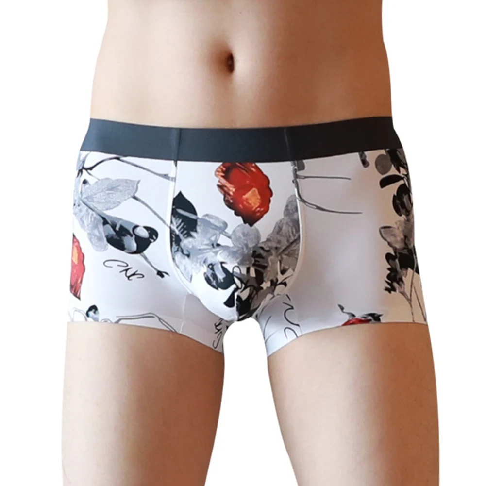 

Men's Ice Silky Seamless Underwear Summer Breathable Thin Flat-Leg Pants Breathable Summer Underwear Ice Silky Seamless Thin