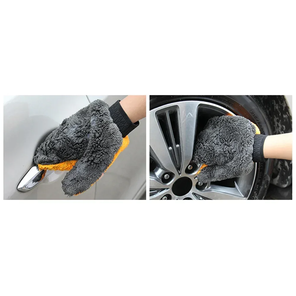 Car Washing Gloves Plush Soft Microfibre Car Cleaning Brush Water Absorption Body Washing Glove Duster Clearner Supplies