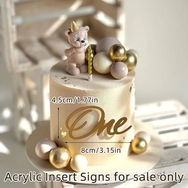 Topper Torta Happy Birthday In Acrilico Oro - Set Da 2 | Decorazione Elegante Per Torte - Foto 7