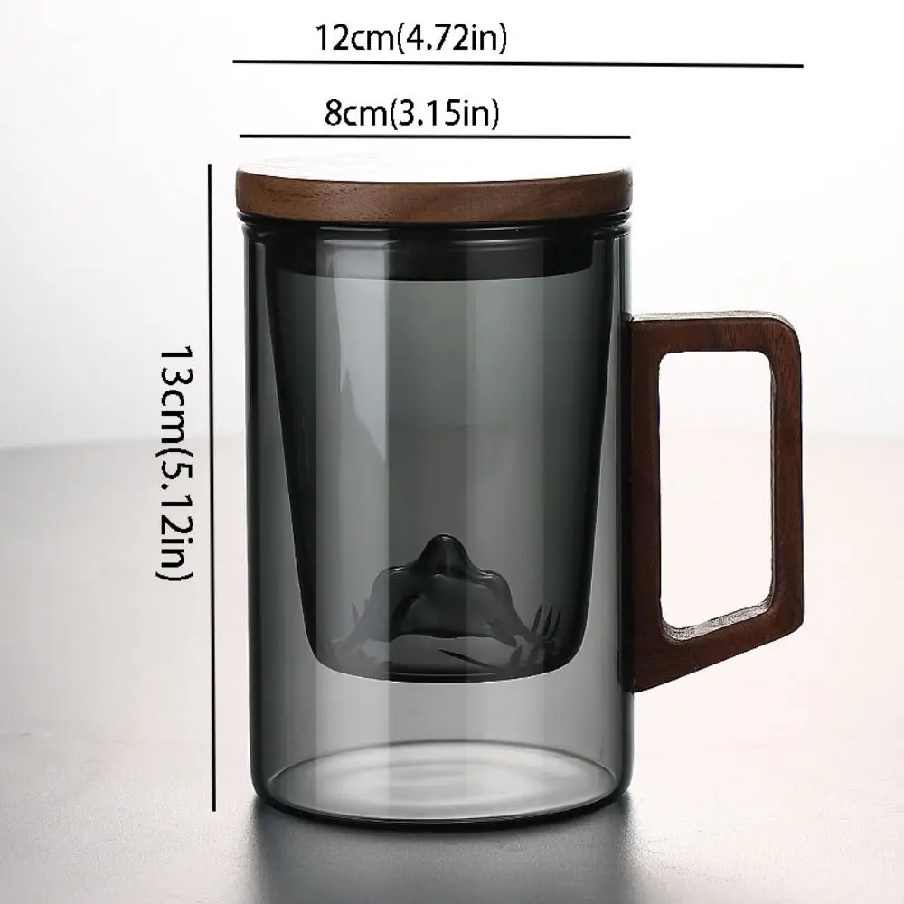 500ml Capacity Tea Separation Cup High Borosilicate Glass Wooden Lid Water Cup Heat Resistant Originality Design Glass Tea Cup