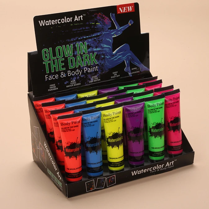 UV Glow Blacklight Neon Face & Body Paint - 10ml NEON SET of 5 -  Fluorescent & Super Bright