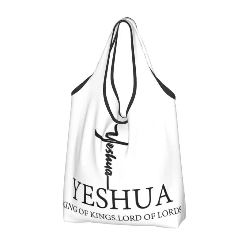 

Recycling Christian King Yeshua Jesus Shopping Women Tote Bag Portable Grocery Shopper Bags