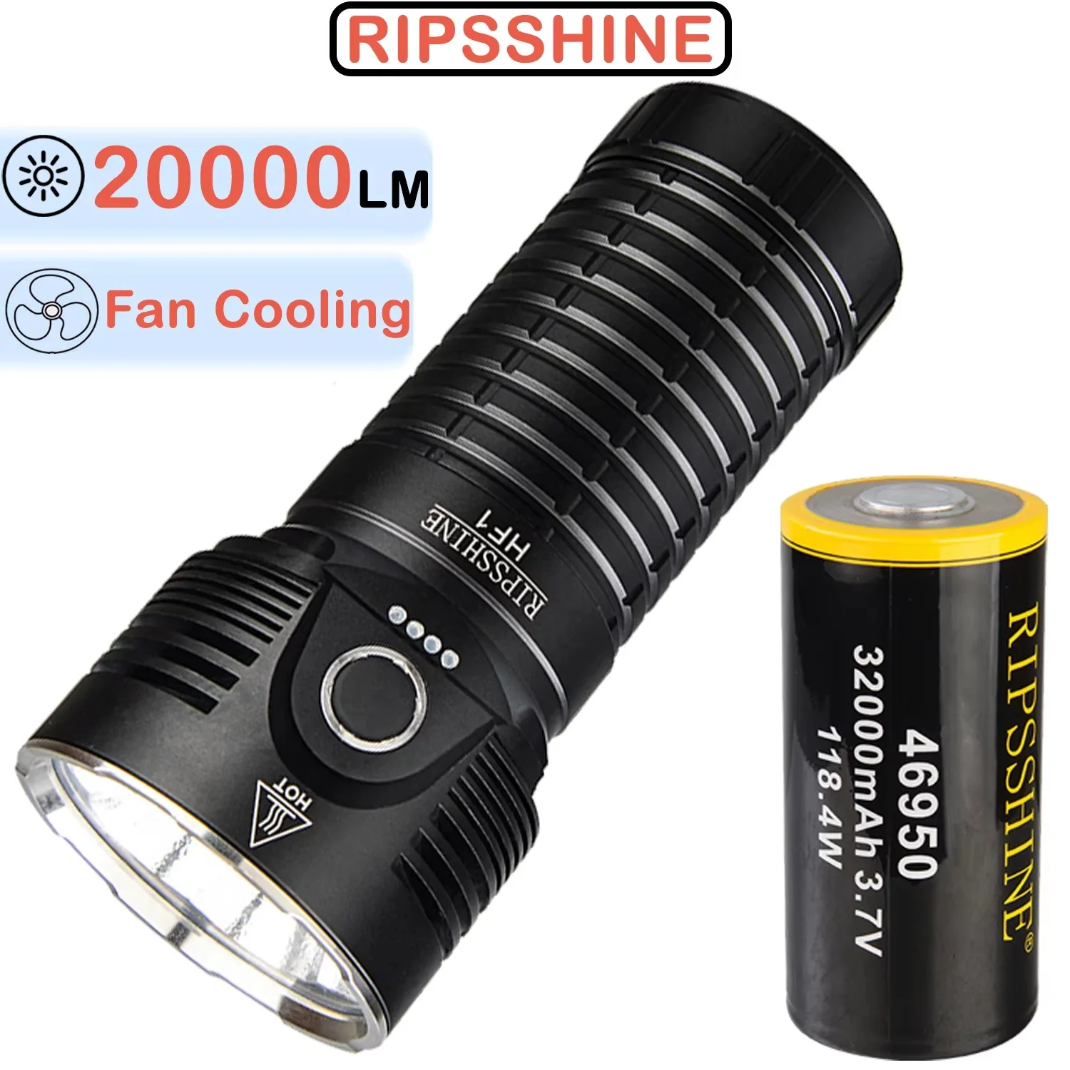 Torce LED ricaricabili super luminose 20000LM Torcia LED 6 pezzi con batteria 46950 per caccia ricerca campeggio  39