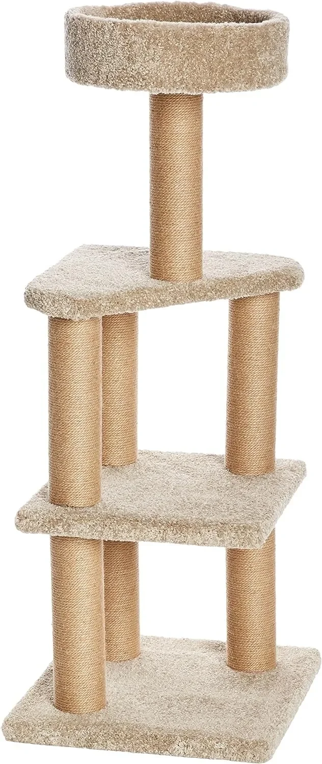 

Cat Tree Indoor Climbing Activity Tower with Scratching Posts, Large, 17.7" x 45.9", Beige