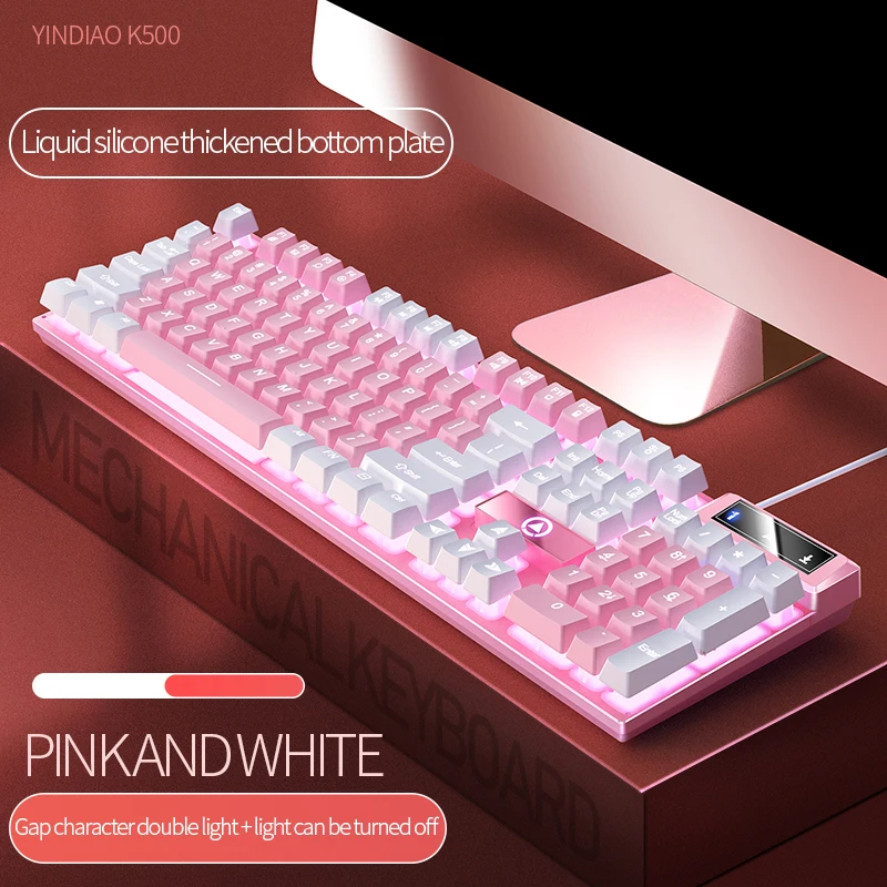 pink computer keyboard 104 Keys Gaming Keyboard Wired Keyboard Color Matching Backlit Mechanical Feel Computer E-sports Peripherals for Desktop Laptop korean computer keyboard Keyboards