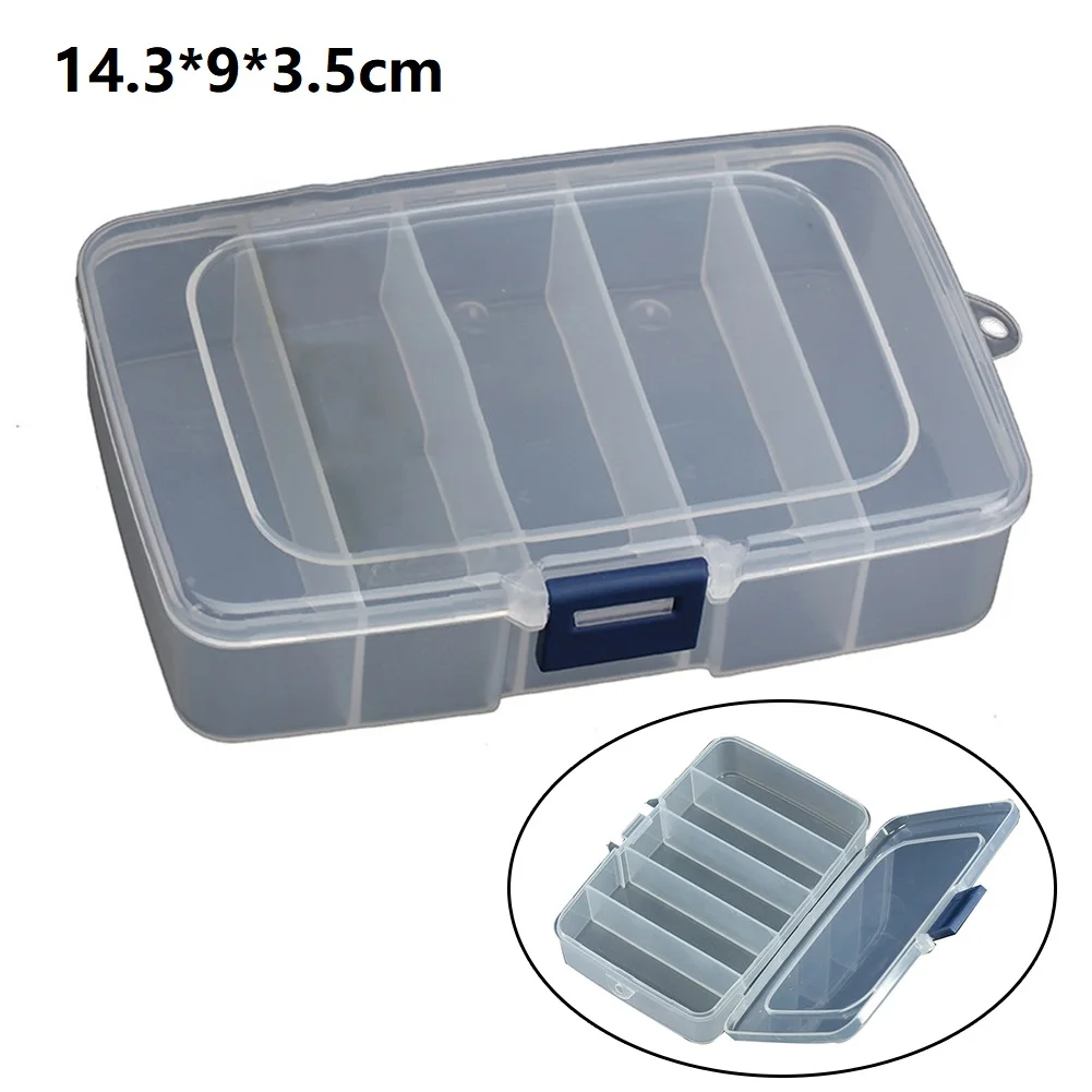 5 Compartments Storage Case Tool Organizer Fishing Tackle Box Plastic  Waterproof Fishing Equipment Fish Lure Hook Bait Storage