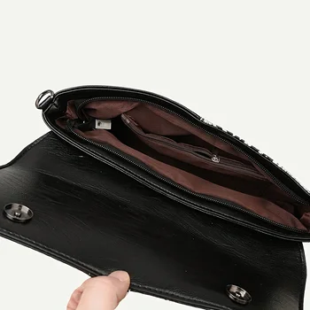 حقيبة يد كلاسيكية بنمط تمساح أسود للنساء حقيبة كروس أنيقة على شكل مغلف، أنيقة للاستخدام اليومي، حقيبة أنيقة بمقبض علوي 6