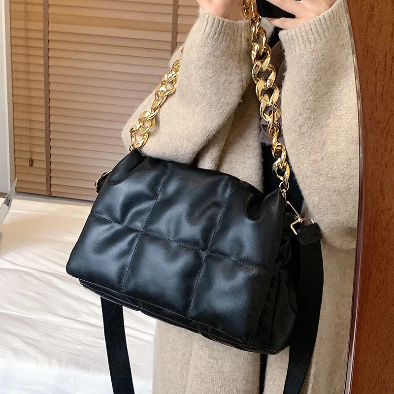 Bolsa de Ombro Chian Grosso Design Moda Couro Feminina Acolchoado Bolsas Crossbody 2022 Hit Inverno Simples Marcas pu 1 Computers & Electronics