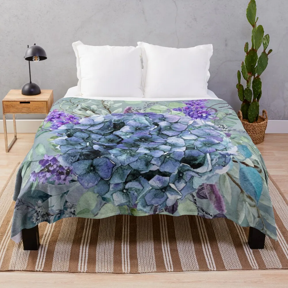

Hydrangea Arrangement in Watercolor Throw Blanket Floral Throw Blanket