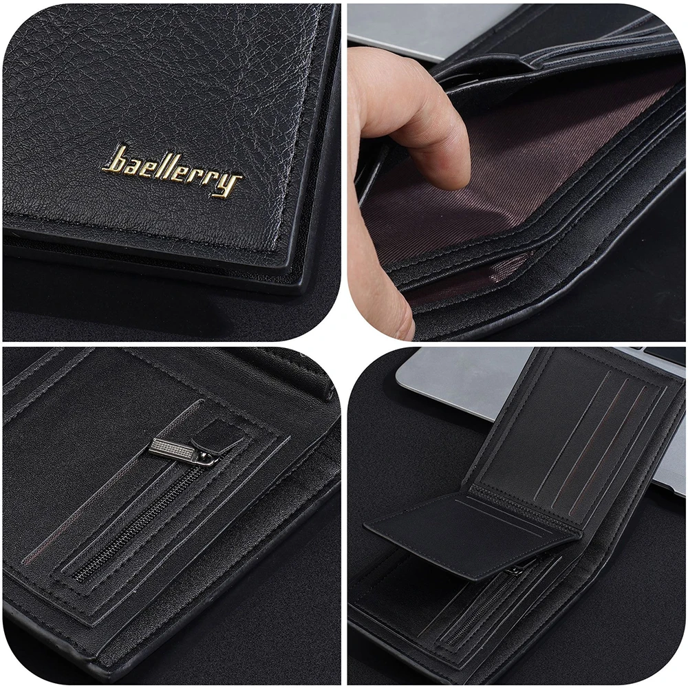 Baellerry Classic Short Genuine Leather Men Wallets Fashion Coin Pocket Card Holder Men Purse Simple Quality