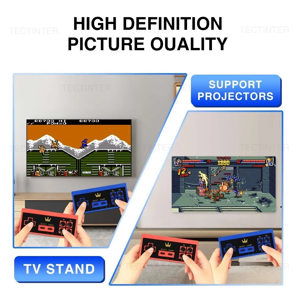 Video game console 4K TV Game stick 8 Bit King HD Video game console Built in 3300+ games for PCE FC GBC GB Handheld console Wireless gamepad