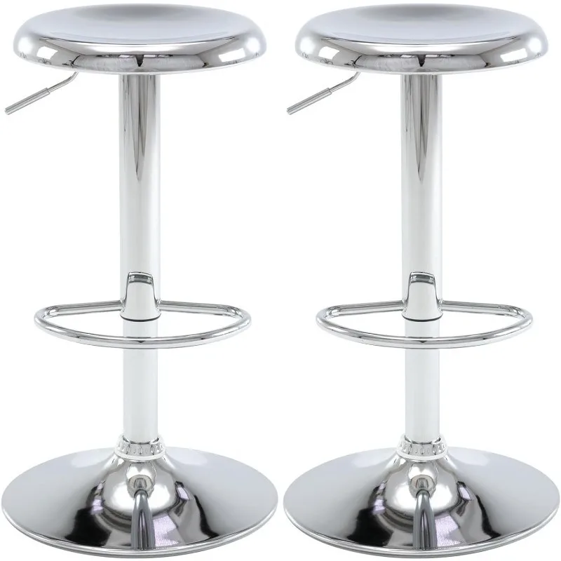 

Adjustable Bar Stools Set of 2, Swivel Round Metal Airlift Barstools, Backless Counter Height Bar Chairs for Kitchen Dining