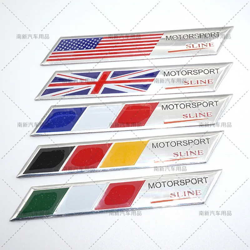 

Bevel flag aluminum stickers United States, France, Italy, Britain, Germany aluminum flag car stickers sline aluminum stickers