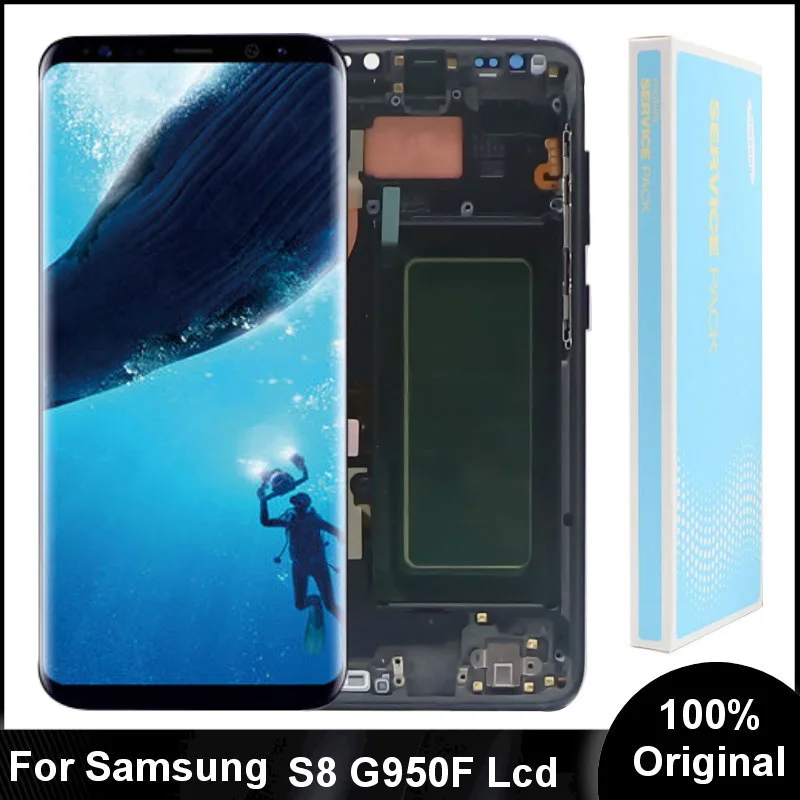 

Original AMOLED LCD With Frame For Samsung Galaxy S8 G950 G950F SM-G950F/DS G950B/DS Lcd Display Touch Screen Digitize Assembly