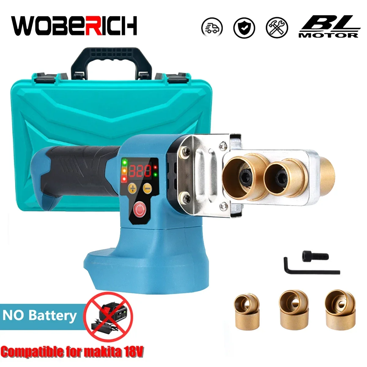 Soldering iron Pipe welding iron Pipe welding Cordless Electric Pipe Welding Machine Fuser PPR PE Soldering Iron Plastic Tube PP Heating Hot Melt for Makita Without Battery