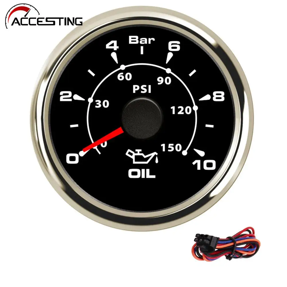 52mm Stainless Steel Oil Pressure Gauge Waterproof Boat Car Fuel