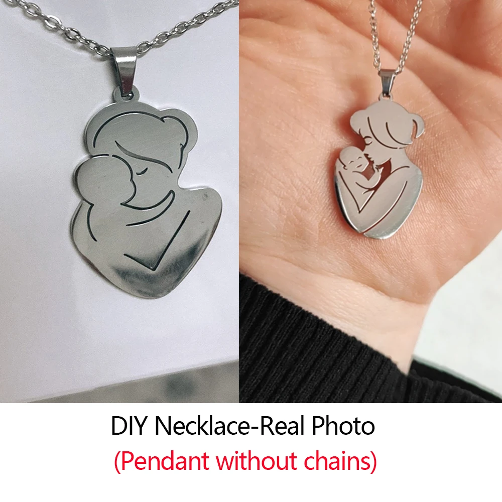 EUEAVAN 5pcs Family Pregnant Mom Baby Pendant Stainless