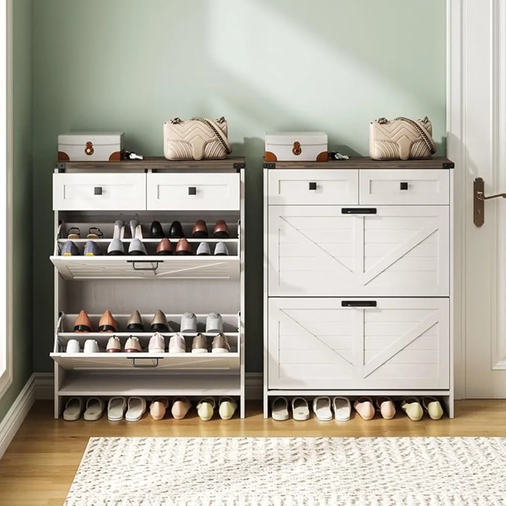 Shoe Storage Cabinet for Entryway,Farmhouse Freestanding Shoe Storage with Legs for Entryway,Freestanding Shoes Organizer 5