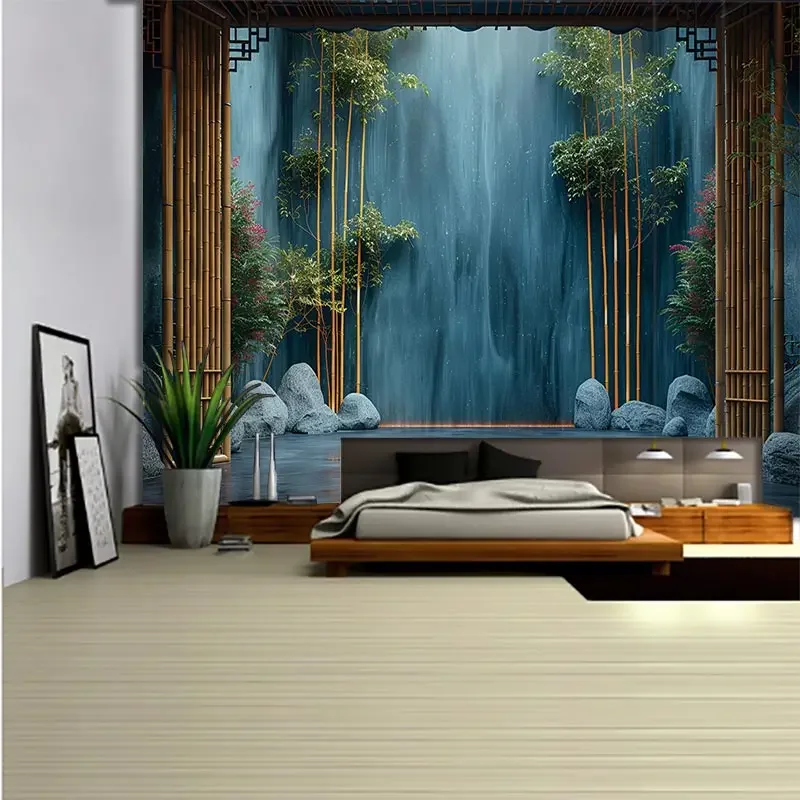 Theatrical Syle Tapestry Tapices Room Wall Art Plant Green Leave Home House Bedroom Masion Aesthetic Decor For Hanging