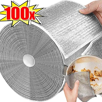 100/1PCS Panni per pulizia in filo di acciaio Doppio lato Cucina di casa Pentola Pan Strofinacci Lavaggio Piatti Stracci Asciugamani Strumenti per la pulizia Commercio all'ingrosso 1
