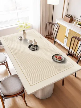 Tappetino da caffè artistico di lusso Tappetino da tavolo da pranzo da cucina in PVC impermeabile a prova di olio Tovaglia floreale a righe minimaliste 1
