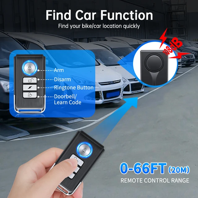 Wsdcam Car Alarm Remote Control Auto Vibration Alarm Anti Theft Security System Door Window Alarm Light and Sound Burglar Alarm 6