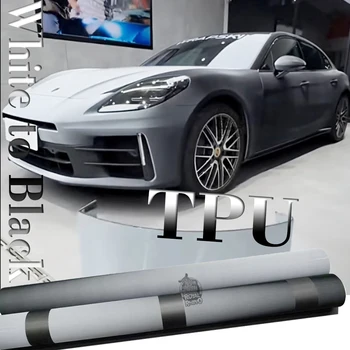 TPU PPF White to Black Color Change Film Car wrapping Film Vinyl Roll With Air release Car Paint Protection Film Body Cover 18M 1
