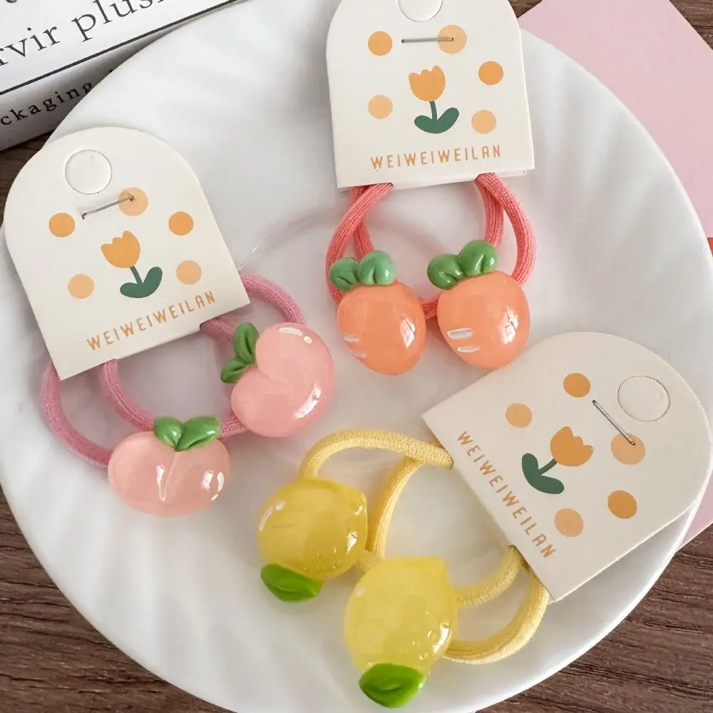 Korean Style Hair Clip Children Hair Scrunchies Peach Candy Color Kids Ponytail Holder Hair Ring Hairpin Fruit Hair Rope