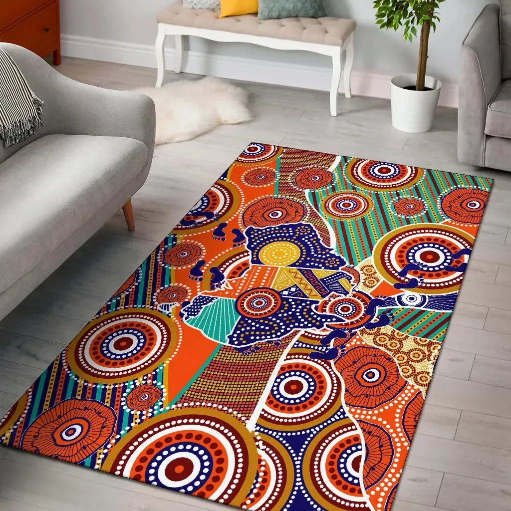 

Australian Map Dot Painting Area Rug Room Mat Floor Anti-slip Large Carpet Home Decoration Themed Living Room Carpet