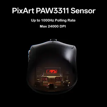 MAMBASNAKE M4 Wireless Gaming Mouse, 52g Lightweight BT/2.4Ghz/Wired Computer Mouse, PAW3311 24K DPI Optical Sensor 2