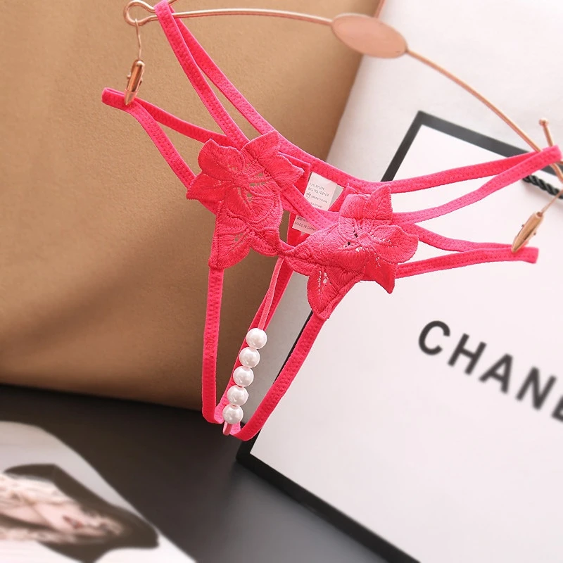 Women's Panties Sexy Lingerie Pearl Thongs Crotch Opening G-strings Temptation Women Underwear Erotic Female Underpants