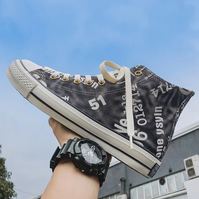 

Summer cloth shoes men's new fashion tide shoes men with high-top canvas shoes Korean version of the casual sports board shoes