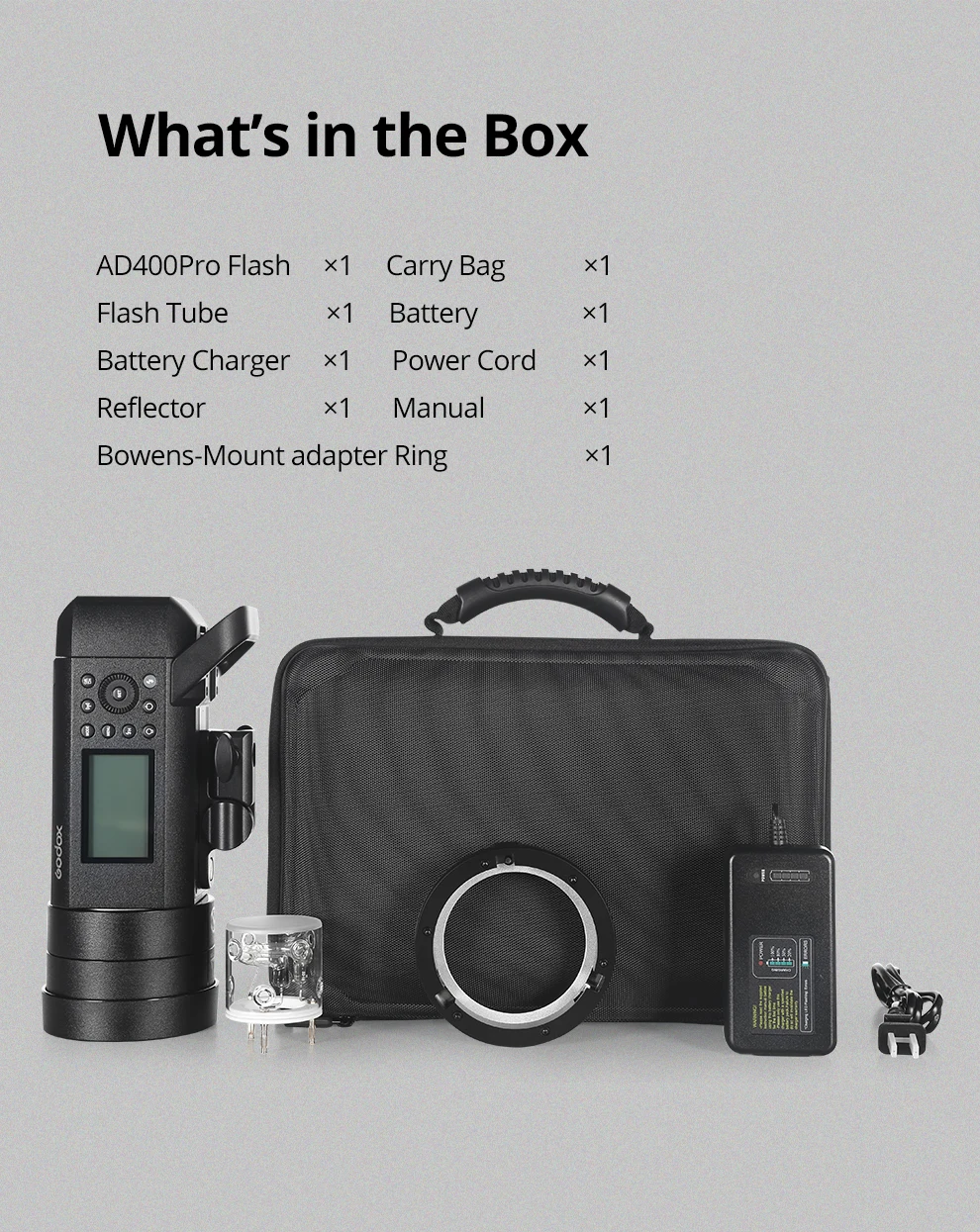 Godox 400W AD400 Pro WITSTRO All-in-One Outdoor Flash AD400Pro Li-on Battery TTL