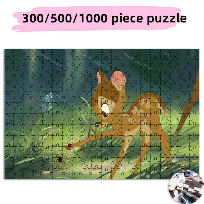 Creative Puzzles 300 500 1000 Pieces Bambi Disney Cartoon Puzzles Educational Toys Kids Adult Collection Hobby Birthday Gifts ravensburger bambi составная картинка головоломка 1000 шт 19677