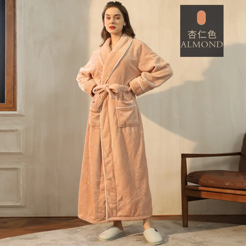 Plush Flannel Bathrobe for Women Long, Warm, Winter Night Robe 8