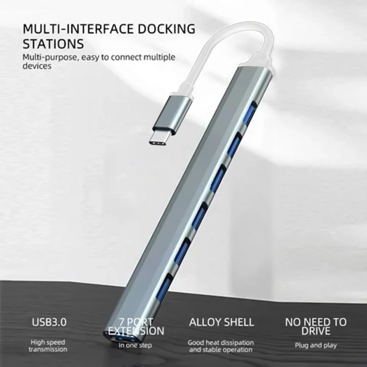 7 Ports USB HUB USB C USB 3.0 HUB 7-in-1 Type C Multi-port USB Splitter OTG Adapter USB Adapter for Macbook Pro Air PC Laptop — view 2