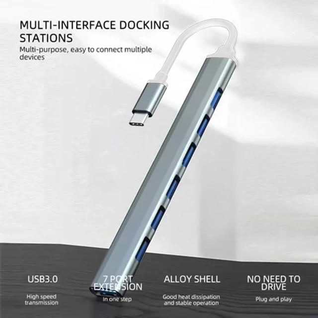 HUB USB de 7 puertos USB C USB 3,0 HUB 7 en 1 tipo C divisor USB multipuerto adaptador OTG adaptador USB para Macbook Pro Air PC portátil 2