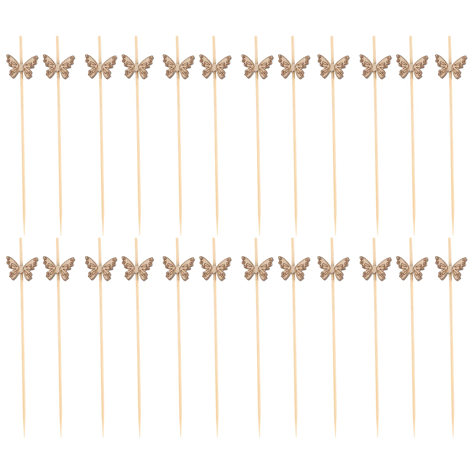 

100 Pcs Butterfly Fruit Toothpick Appetizers Wooden Picks Sushi Sticks Home Cake Party Drink Butterflies Restaurant Supplies