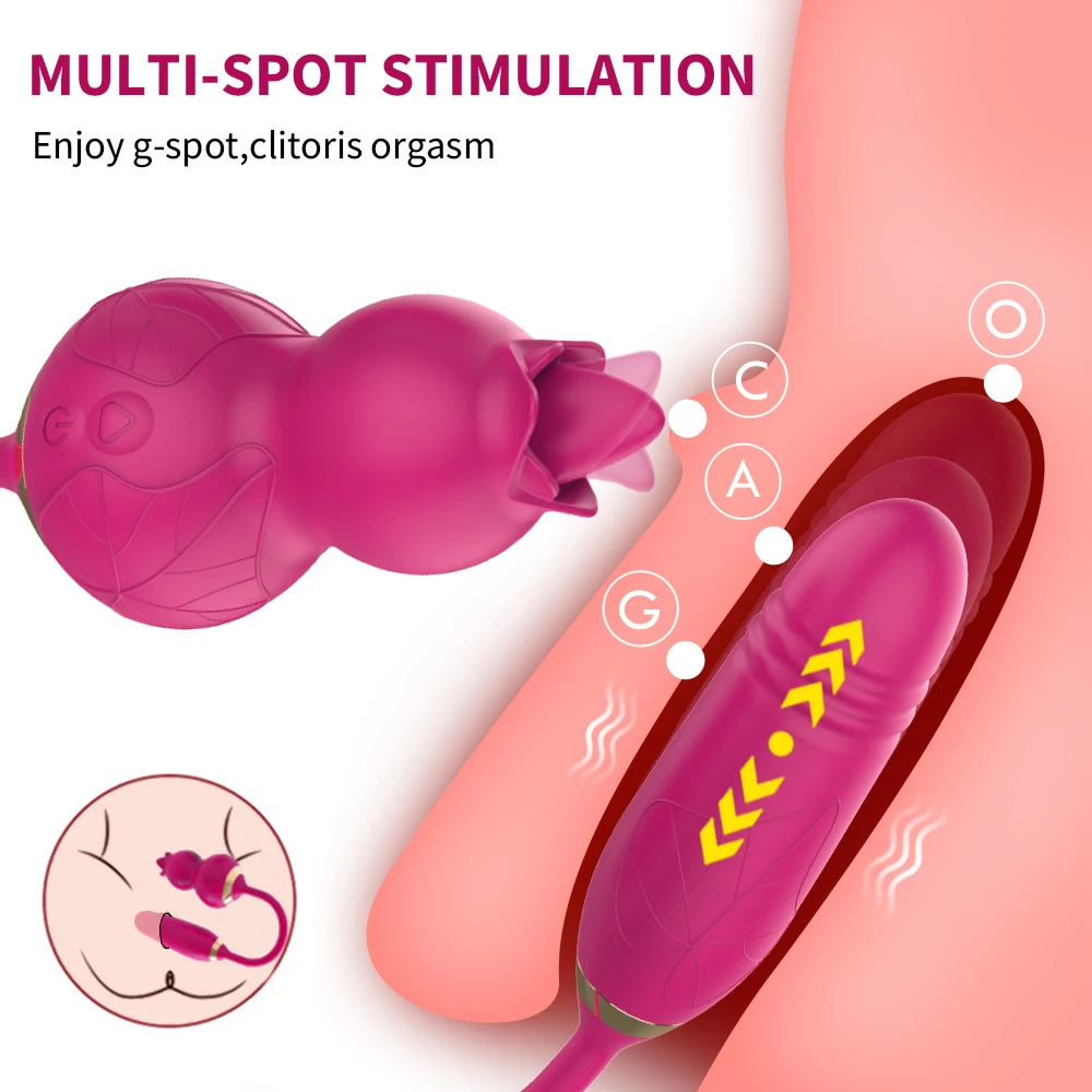 Thrusting Tongue Licking Dildo Vibrator Sex Toys For Women 2 IN 1 Vibrating Egg Dildo Clit_voghion.com