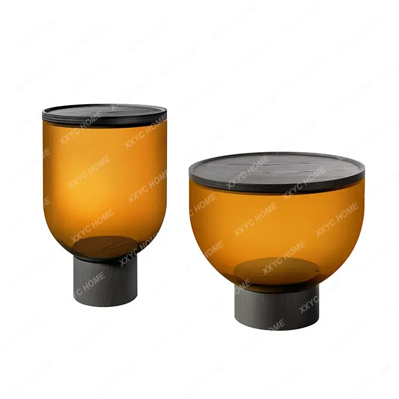 

Bell Glass Creative Coffee Table Modern Minimalist Living Room Sofa round Tea Table Combination Storage Side Corner Table
