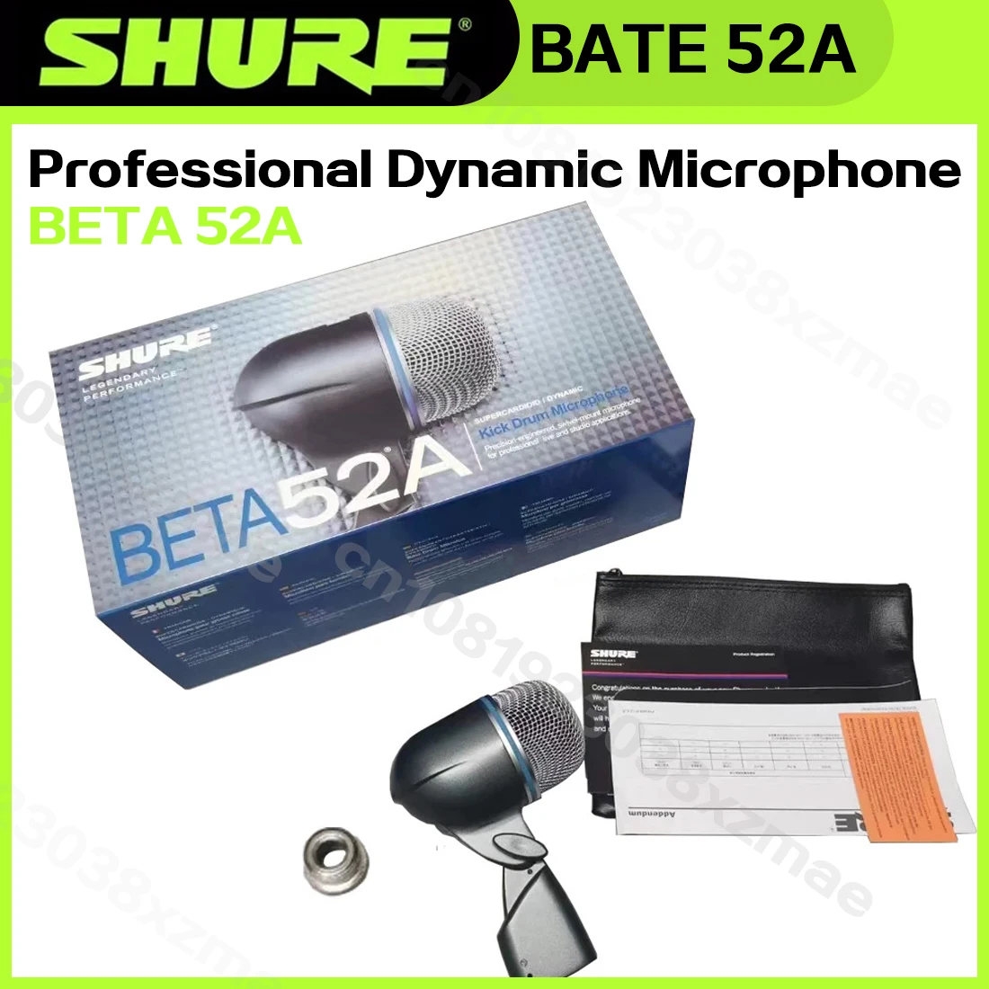 Shure Beta52A Professional Dynamic Microphone for Kick Drum Bass Instrument Stage Performance Live Recording
